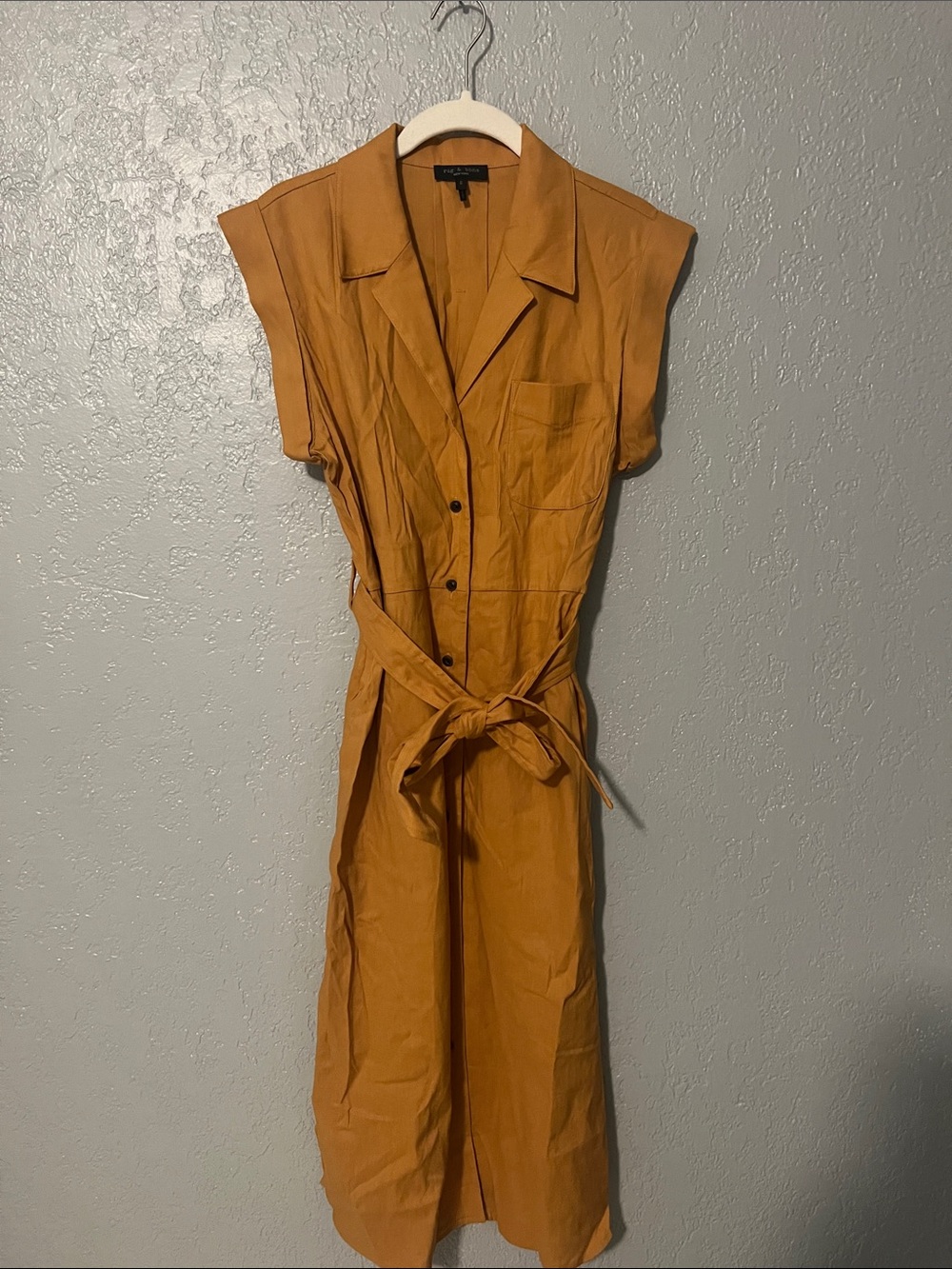 rag & bone Mustard Sleeveless Button-Front Midi Dress